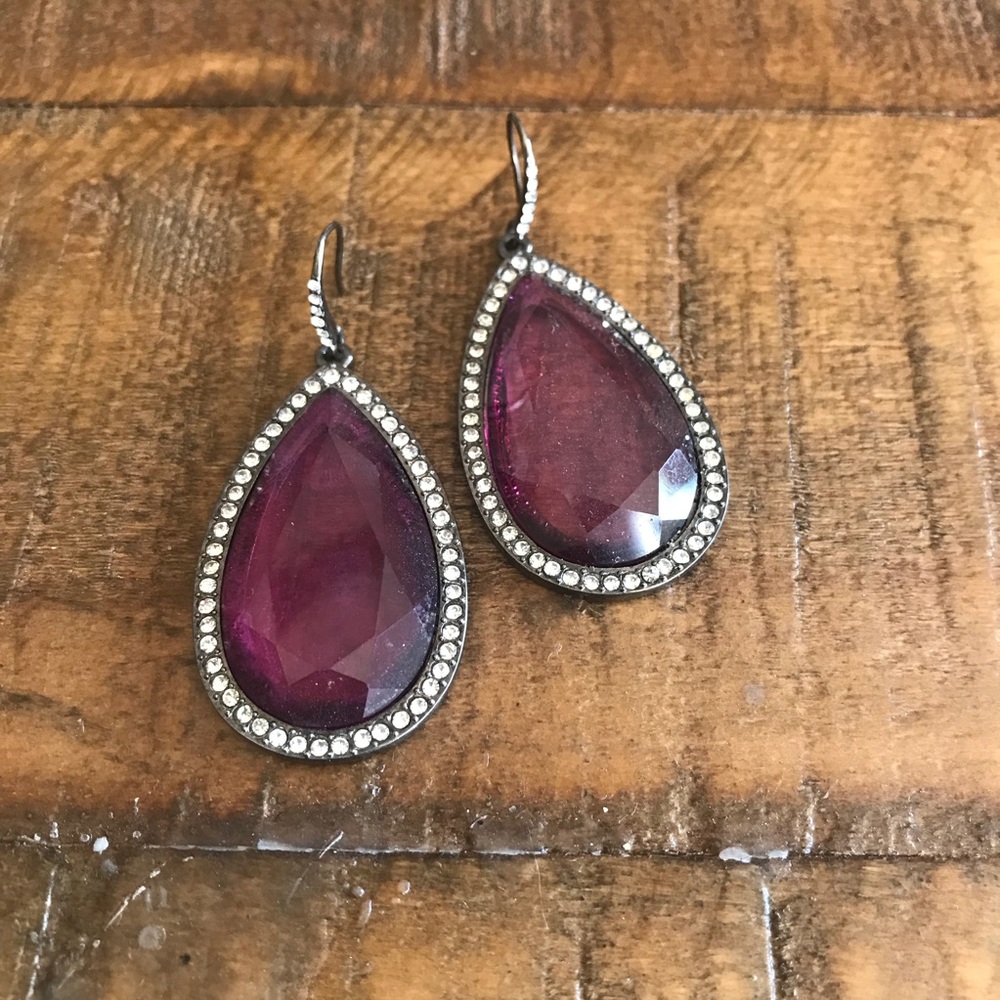 Angelina Jolie’s Amethyst Rhinestone Drop Earrings